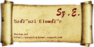 Szászi Elemér névjegykártya